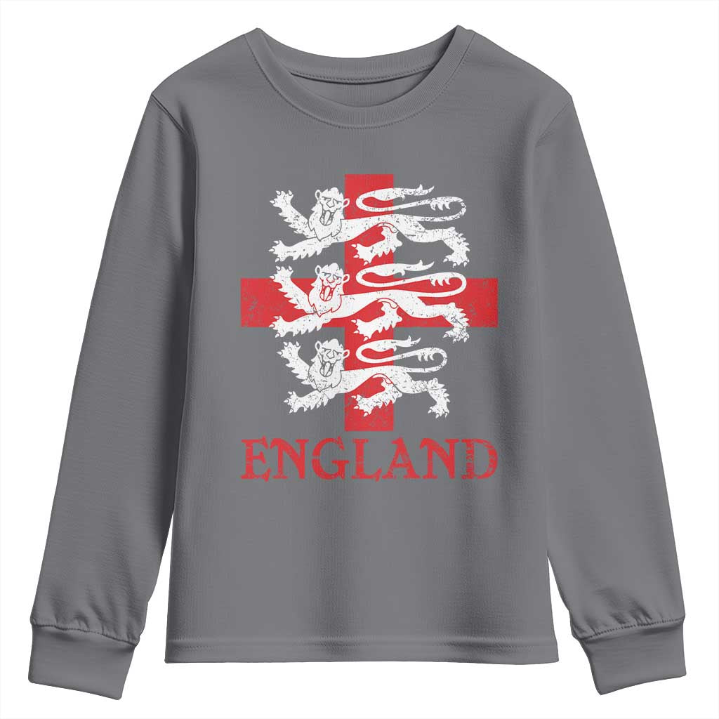 England Three Lions Symbol English Pride Souvenir Youth Sweatshirt TS11 Charcoal Print Your Wear