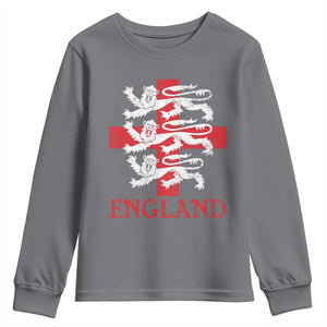 England Three Lions Symbol English Pride Souvenir Youth Sweatshirt TS11 Charcoal Print Your Wear