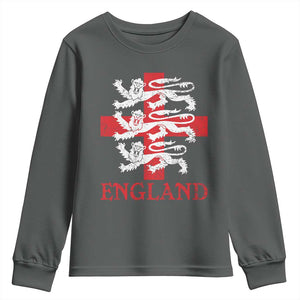 England Three Lions Symbol English Pride Souvenir Youth Sweatshirt TS11 Dark Heather Print Your Wear