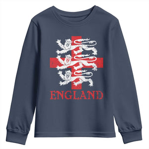 England Three Lions Symbol English Pride Souvenir Youth Sweatshirt TS11 Navy Print Your Wear