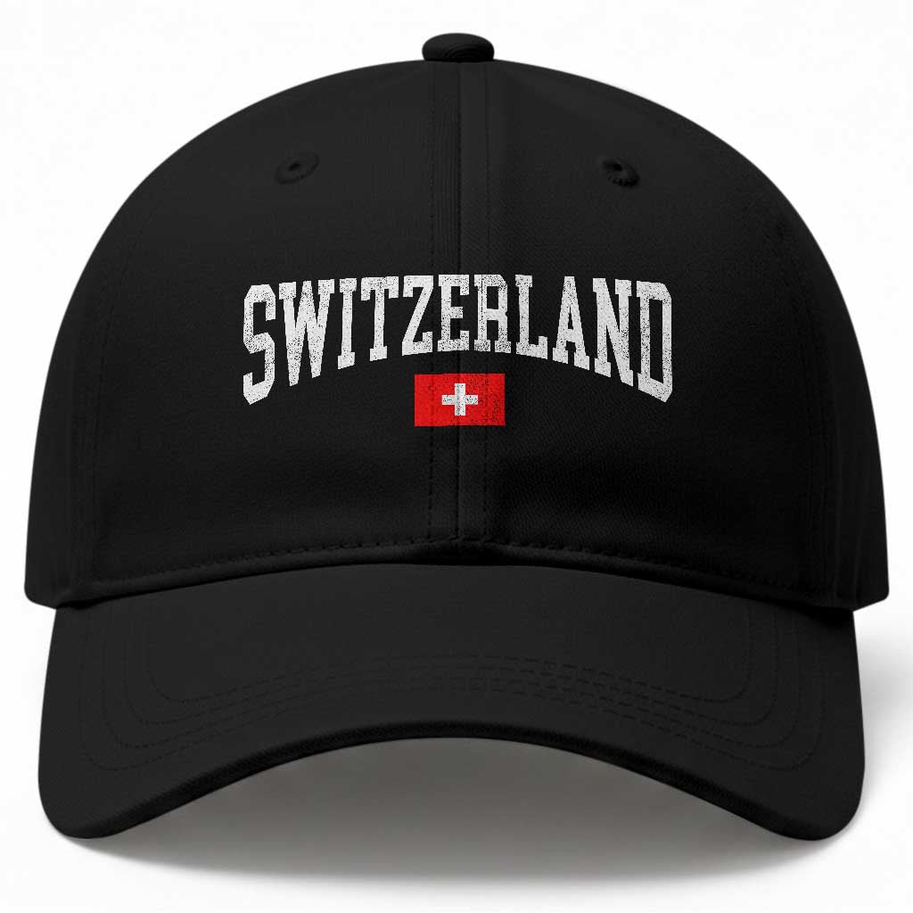 Vintage Switzerland National Pride The Swiss Cross Baseball Cap TS11 Print Your Wear