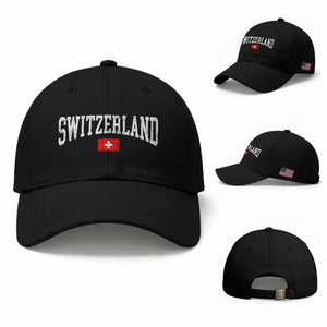 Vintage Switzerland National Pride The Swiss Cross Baseball Cap TS11 Baseball Cap Universal Fit Black Print Your Wear