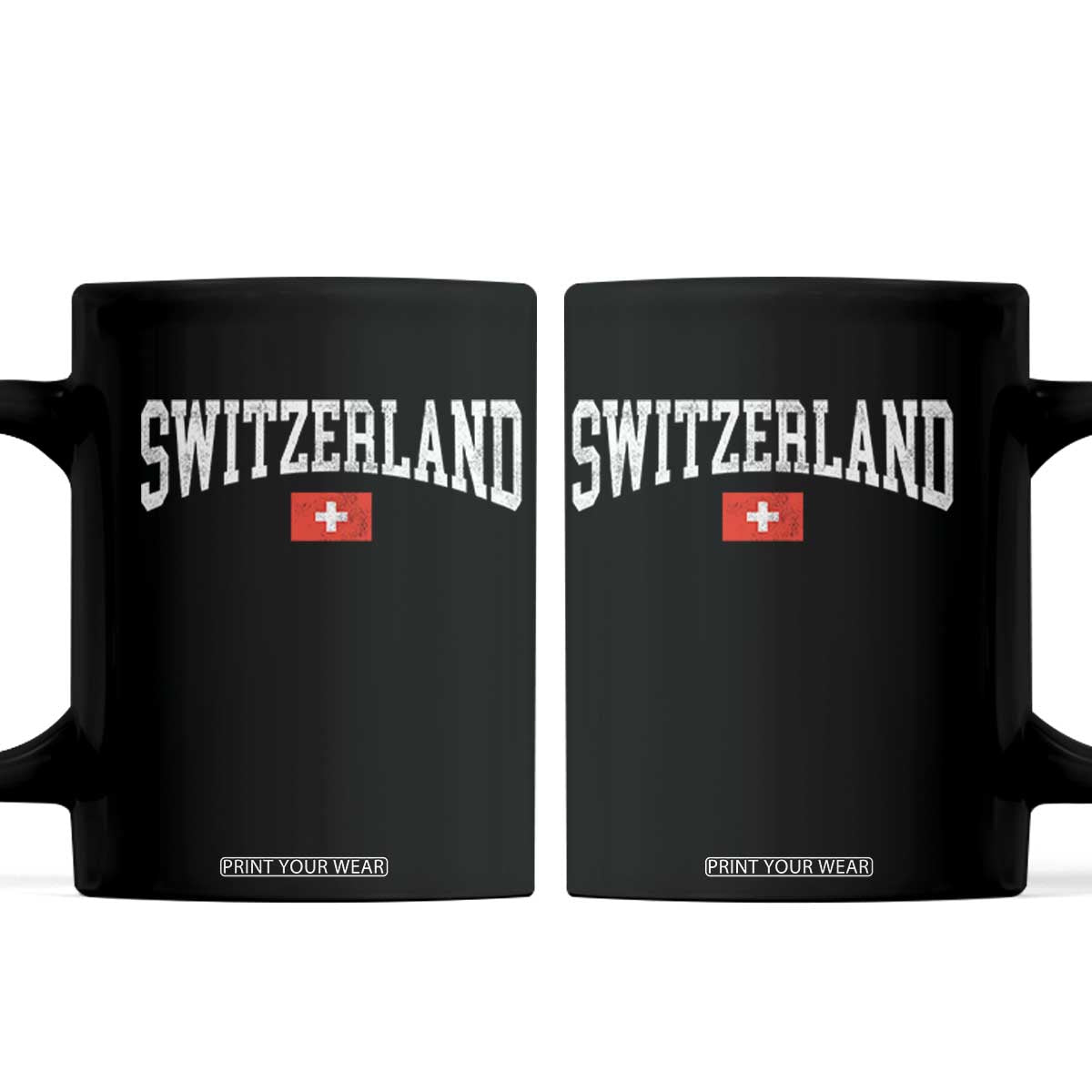 Vintage Switzerland National Pride The Swiss Cross Coffee Mug TS11 Black Print Your Wear