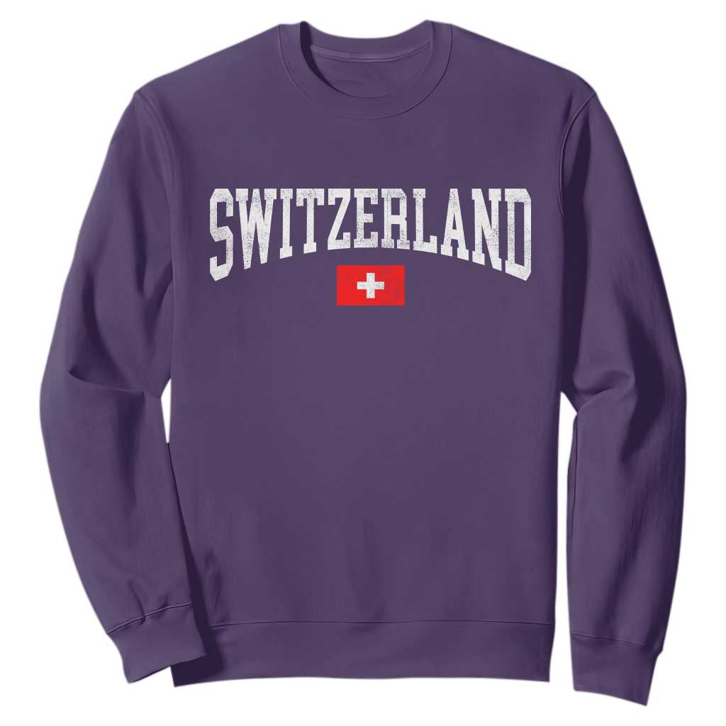 Vintage Switzerland National Pride The Swiss Cross Sweatshirt TS11 Purple Print Your Wear