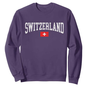 Vintage Switzerland National Pride The Swiss Cross Sweatshirt TS11 Purple Print Your Wear
