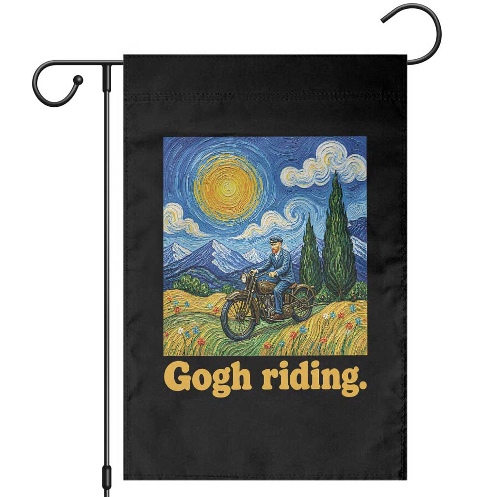Gogh Riding Funny Motorcycle Biker Van Gogh Art Garden Flag