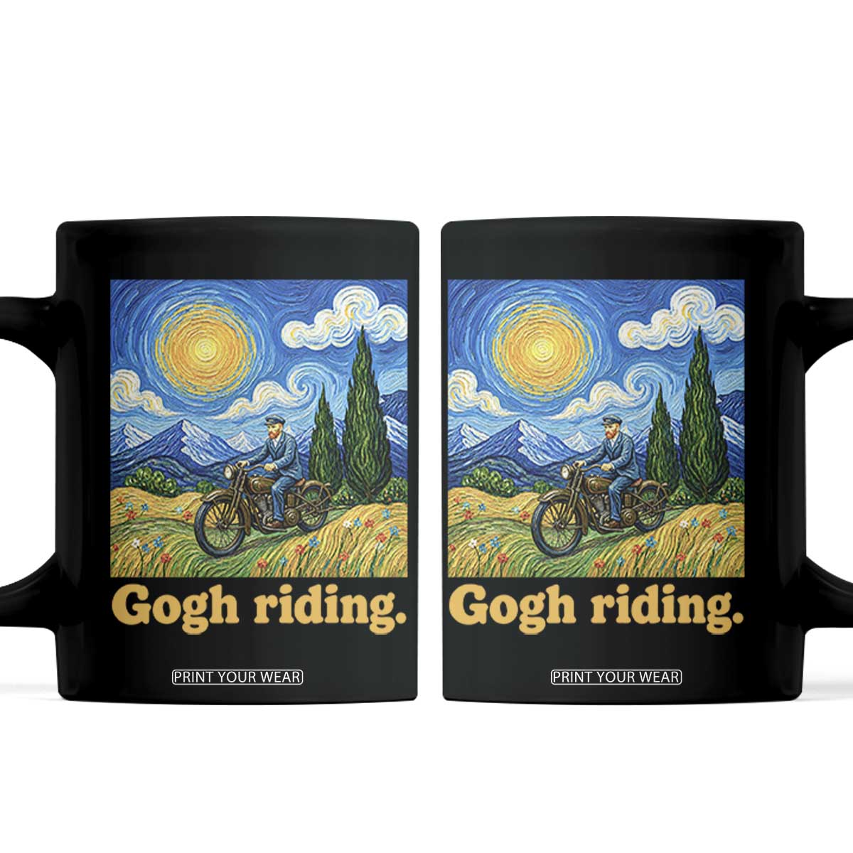 Gogh Riding Funny Motorcycle Biker Van Gogh Art Coffee Mug