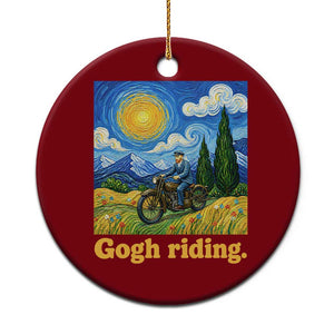 Gogh Riding Funny Motorcycle Biker Van Gogh Art Ceramic Ornament