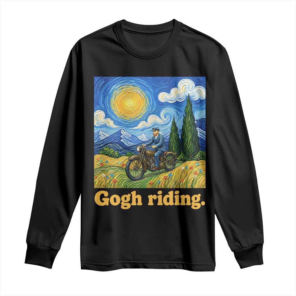 Gogh Riding Funny Motorcycle Biker Van Gogh Art Long Sleeve Shirt