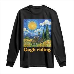Gogh Riding Funny Motorcycle Biker Van Gogh Art Long Sleeve Shirt