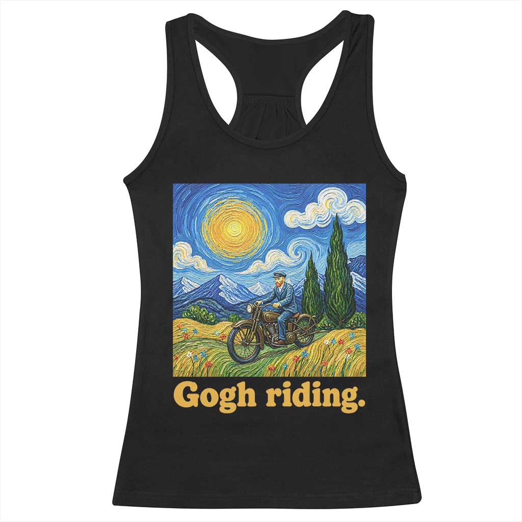 Gogh Riding Funny Motorcycle Biker Van Gogh Art Racerback Tank Top