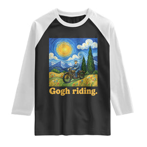 Gogh Riding Funny Motorcycle Biker Van Gogh Art Raglan Shirt
