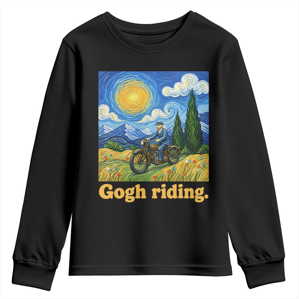 Gogh Riding Funny Motorcycle Biker Van Gogh Art Youth Sweatshirt