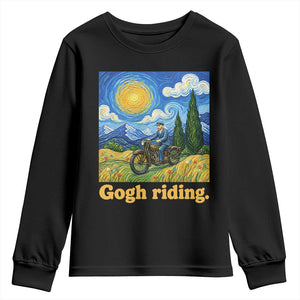 Gogh Riding Funny Motorcycle Biker Van Gogh Art Youth Sweatshirt