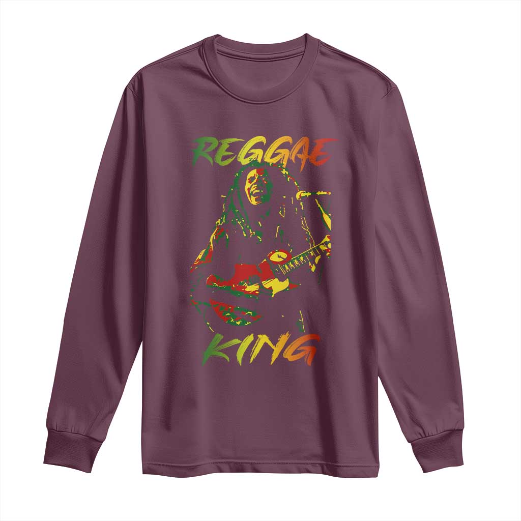 Legend Bob Long Sleeve Shirt Reggae King Music Rastafarian TS11 Maroon Print Your Wear