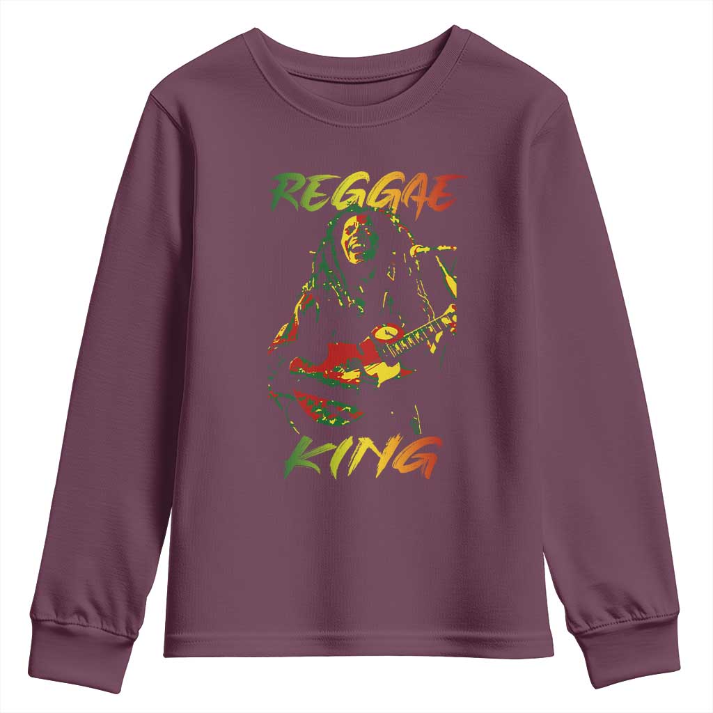 Legend Bob Youth Sweatshirt Reggae King Music Rastafarian TS11 Maroon Print Your Wear