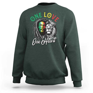 Reggae Legend Sweatshirt One Love One Heart Rastafarian Reggae Music Lion TS11 Dark Forest Green Print Your Wear