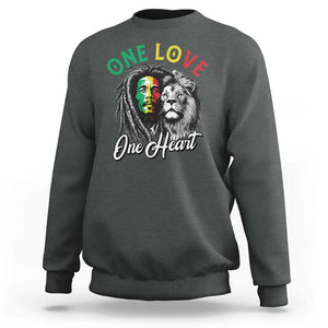 Reggae Legend Sweatshirt One Love One Heart Rastafarian Reggae Music Lion TS11 Dark Heather Print Your Wear