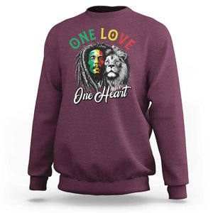 Reggae Legend Sweatshirt One Love One Heart Rastafarian Reggae Music Lion TS11 Maroon Print Your Wear