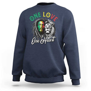 Reggae Legend Sweatshirt One Love One Heart Rastafarian Reggae Music Lion TS11 Navy Print Your Wear