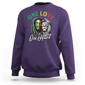 Reggae Legend Sweatshirt One Love One Heart Rastafarian Reggae Music Lion TS11 Purple Print Your Wear