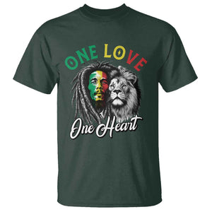 Reggae Legend T Shirt One Love One Heart Rastafarian Reggae Music Lion TS11 Dark Forest Green Print Your Wear