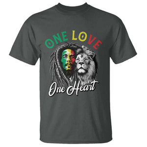 Reggae Legend T Shirt One Love One Heart Rastafarian Reggae Music Lion TS11 Dark Heather Print Your Wear