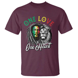 Reggae Legend T Shirt One Love One Heart Rastafarian Reggae Music Lion TS11 Maroon Print Your Wear