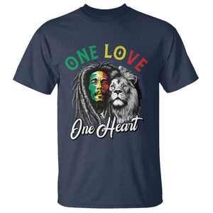 Reggae Legend T Shirt One Love One Heart Rastafarian Reggae Music Lion TS11 Navy Print Your Wear