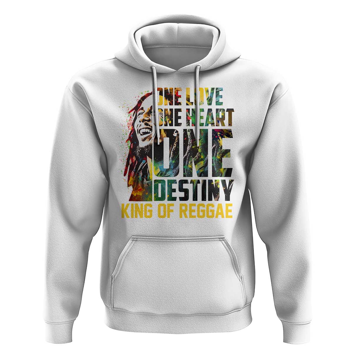 Legend Bob Hoodie One Love Heart Destiny King Of Reggae TS11 White Print Your Wear