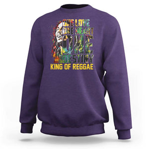 Legend Bob Sweatshirt One Love Heart Destiny King Of Reggae TS11 Purple Print Your Wear