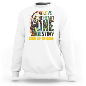 Legend Bob Sweatshirt One Love Heart Destiny King Of Reggae TS11 White Print Your Wear