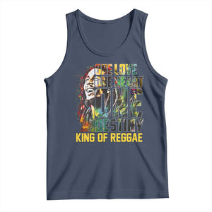 Legend Bob Tank Top One Love Heart Destiny King Of Reggae TS11 Navy Print Your Wear