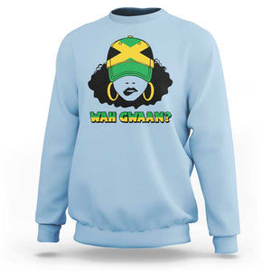 Jamaican Girl Sweatshirt Wah Gwaan Jamaica Flag TS11 Light Blue Print Your Wear