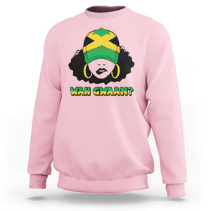 Jamaican Girl Sweatshirt Wah Gwaan Jamaica Flag TS11 Light Pink Print Your Wear