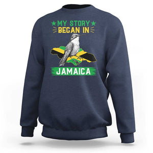 My Story Began In Jamaica Sweatshirt Hummingbird Jamaican Flag TS11 Navy Print Your Wear