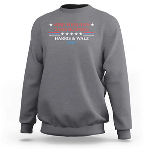 Funny Harris Walz 2024 Sweatshirt Mind Your Own Damn Business American Flag TS11 Charcoal Print Your Wear