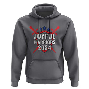 Harris Walz 2024 Hoodie Joyful Warriors Vintage Sword Shield TS11 Charcoal Print Your Wear