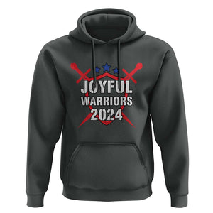 Harris Walz 2024 Hoodie Joyful Warriors Vintage Sword Shield TS11 Dark Heather Print Your Wear