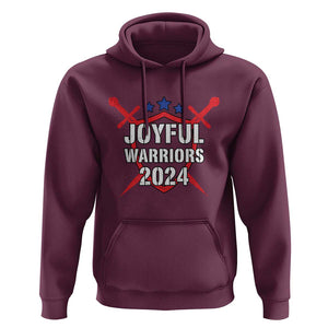 Harris Walz 2024 Hoodie Joyful Warriors Vintage Sword Shield TS11 Maroon Print Your Wear