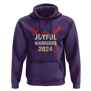 Harris Walz 2024 Hoodie Joyful Warriors Vintage Sword Shield TS11 Purple Print Your Wear