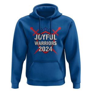 Harris Walz 2024 Hoodie Joyful Warriors Vintage Sword Shield TS11 Royal Blue Print Your Wear