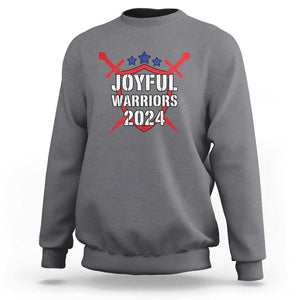 Harris Walz 2024 Sweatshirt Joyful Warriors Vintage Sword Shield TS11 Charcoal Print Your Wear