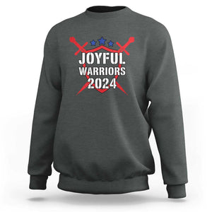 Harris Walz 2024 Sweatshirt Joyful Warriors Vintage Sword Shield TS11 Dark Heather Print Your Wear