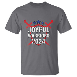 Harris Walz 2024 T Shirt Joyful Warriors Vintage Sword Shield TS11 Charcoal Print Your Wear