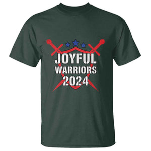 Harris Walz 2024 T Shirt Joyful Warriors Vintage Sword Shield TS11 Dark Forest Green Print Your Wear