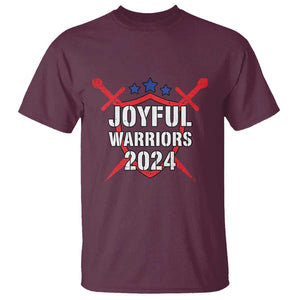 Harris Walz 2024 T Shirt Joyful Warriors Vintage Sword Shield TS11 Maroon Print Your Wear