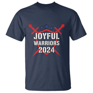 Harris Walz 2024 T Shirt Joyful Warriors Vintage Sword Shield TS11 Navy Print Your Wear