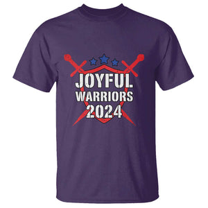 Harris Walz 2024 T Shirt Joyful Warriors Vintage Sword Shield TS11 Purple Print Your Wear