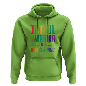 Joyful Warrior For Harris Walz Hoodie LGBT Rainbow Flag Star Kamala Support TS11 Lime Print Your Wear